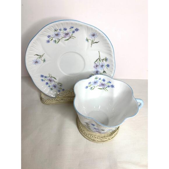 SHELLEY “Blue Rock” Dainty Teacup and Saucer Set 13591 - Picture 6 of 6